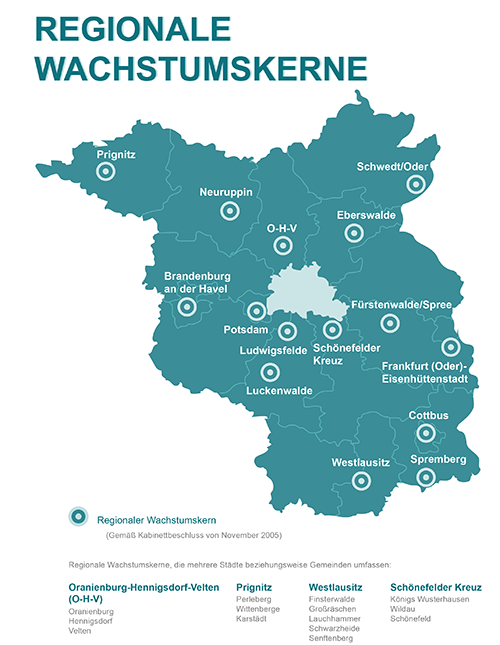 Karte der Regionalen Wachstumskerne