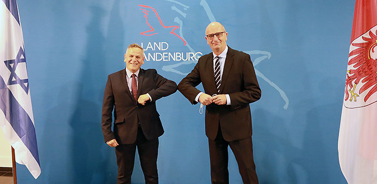 Dietmar Woidke, Gesundheitsminister Israek Nitzan Horowitz Dietmar Woidke, Gesundheitsminister Israek Nitzan Horowitz