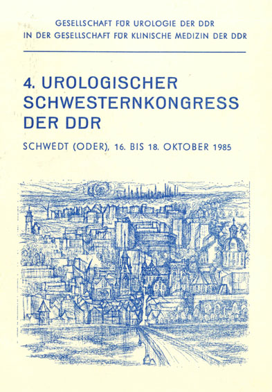 Einladung mit blauer Schrift und einer Grafik mit Schwedter Ansicht Einladung mit blauer Schrift und einer Grafik mit Schwedter Ansicht