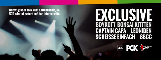 Banner: Aufruf zum Ticketverkauf mit Bandpräsentation 