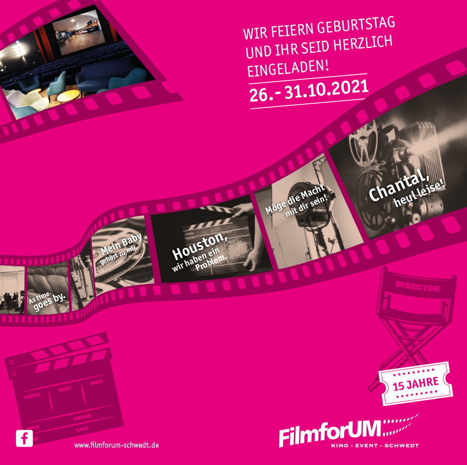 Flyer mit Filmsprüche auf pinkem Grund Flyer mit Filmsprüche auf pinkem Grund