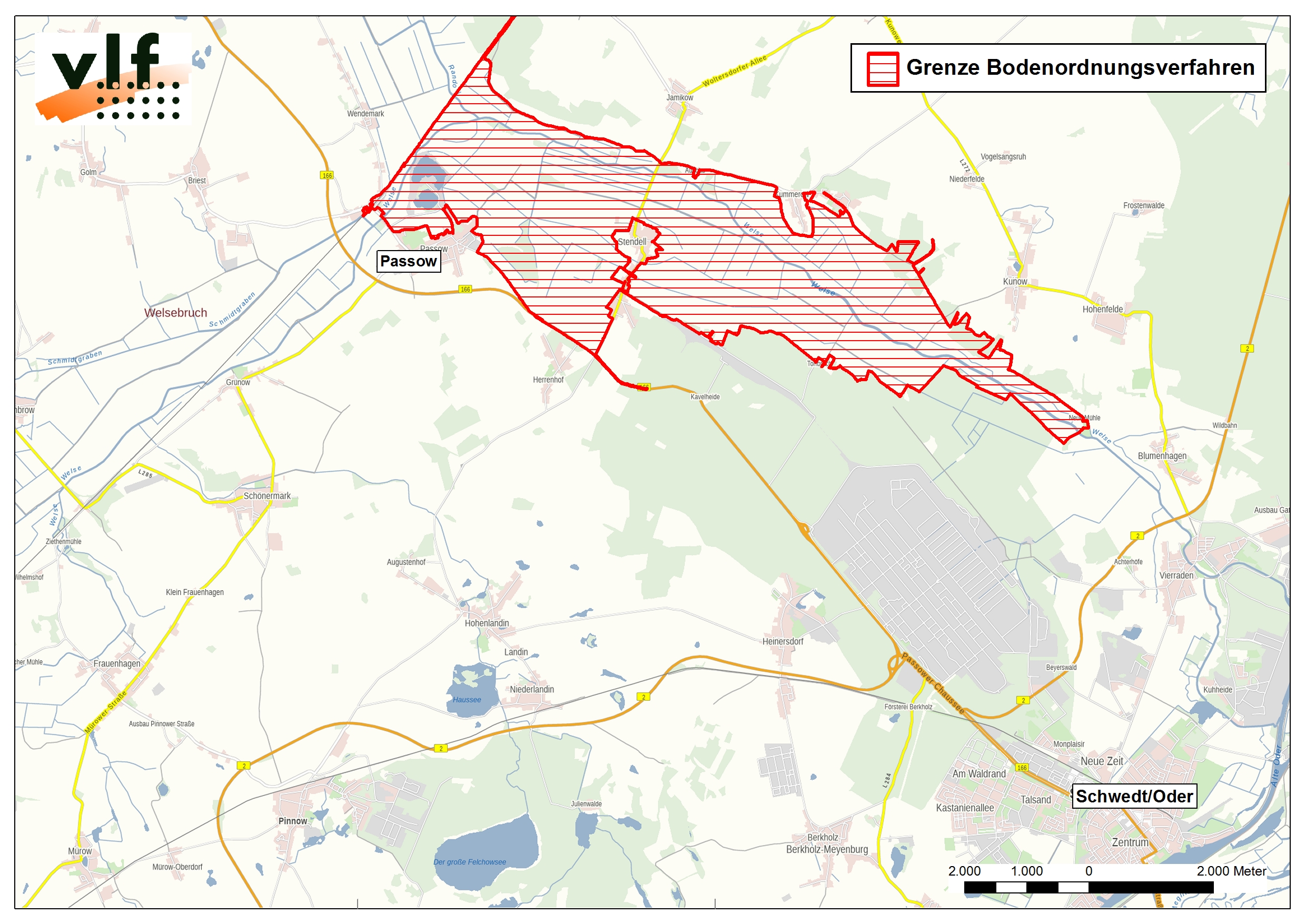 Karte mit roter Markierung des Gebietes Karte mit roter Markierung des Gebietes