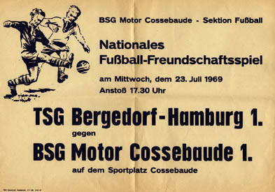 Foto: Plakat zum Fußballspiel 1969 Foto: Plakat zum Fußballspiel 1969