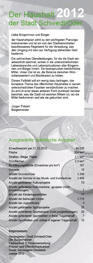 Titelbild des Faltblattes „Haushalt 2012“ Titelbild des Faltblattes „Haushalt 2012“