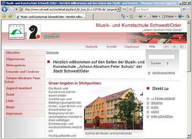Die neue Startseite der Homepage Die neue Startseite der Homepage