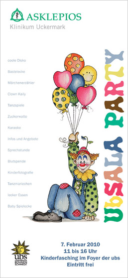 Das Plakat zeigt einen Clown mit vielen Luftballons. Das Plakat zeigt einen Clown mit vielen Luftballons.