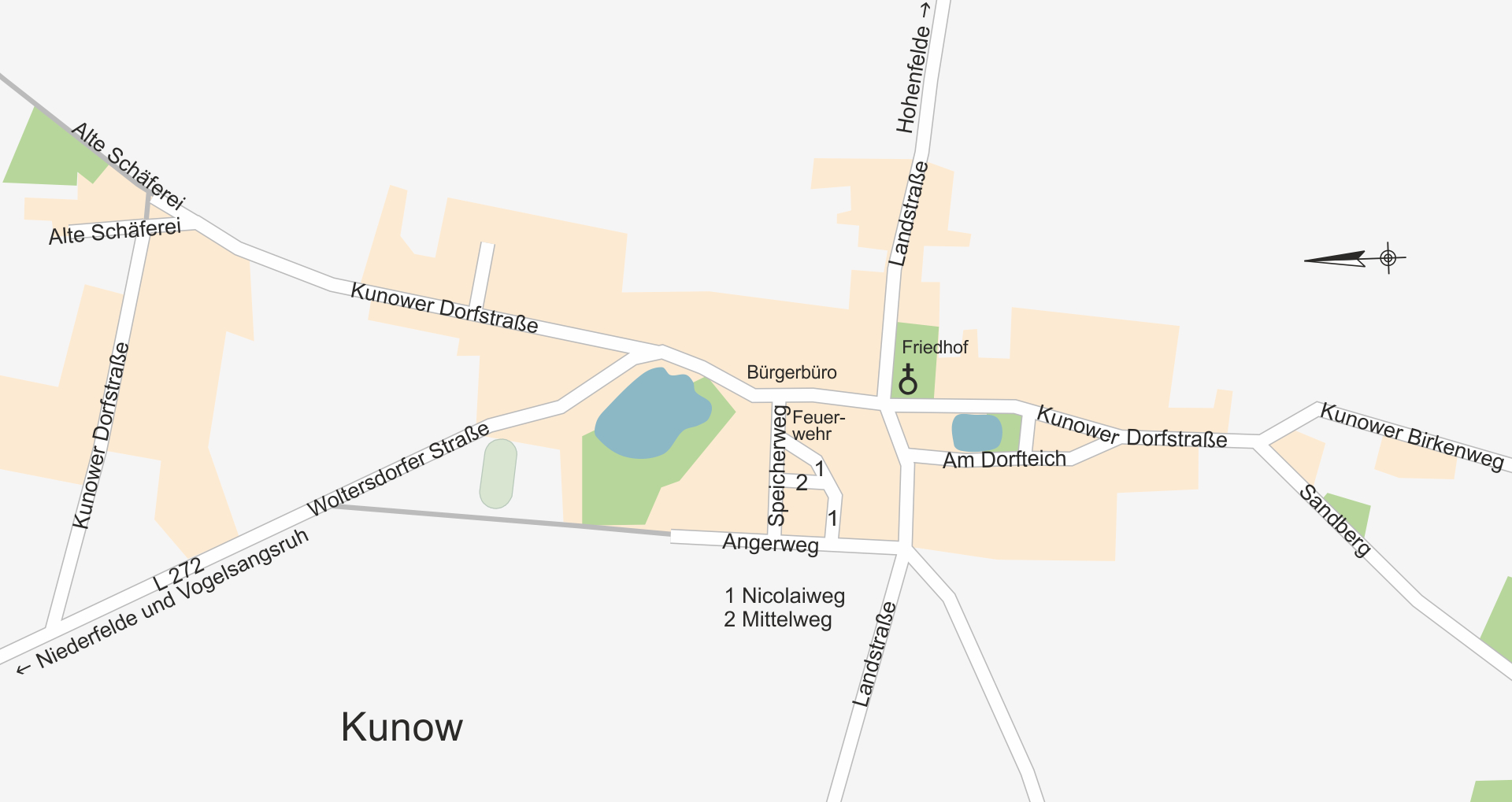 Karte: Ortsplan Kunow