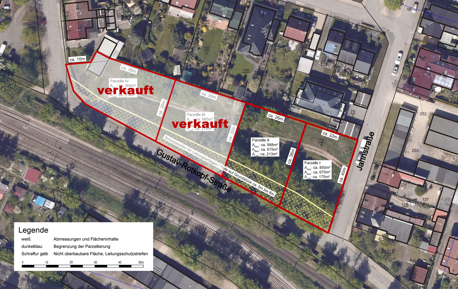 Lageplan mit markierten Grundstücken Lageplan mit markierten Grundstücken