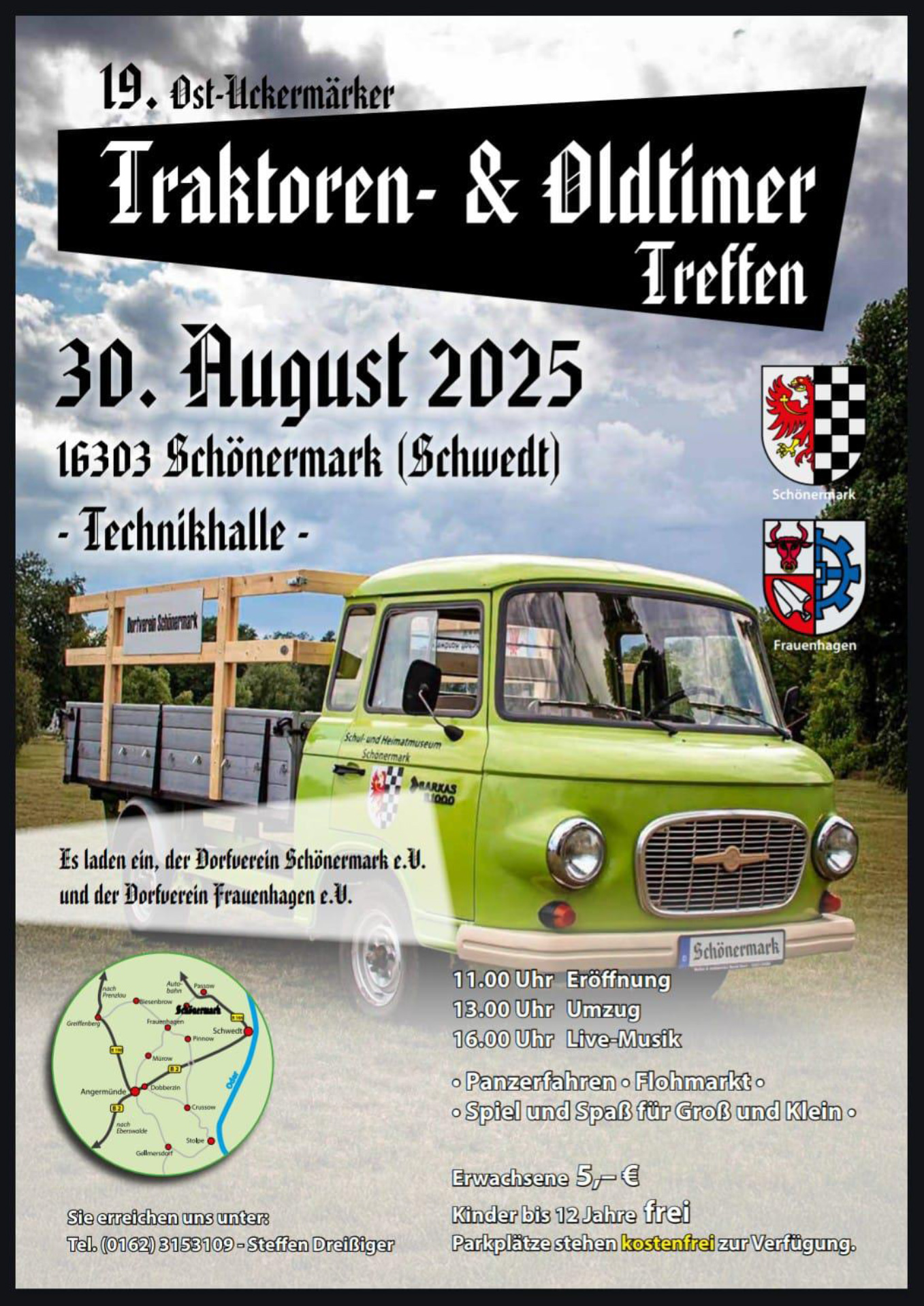 Plakat mit Oldtimer und Text Plakat mit Oldtimer und Text
