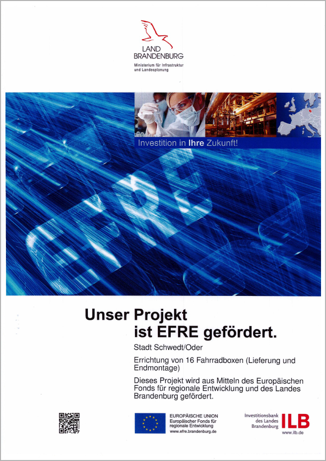 Plakat „Unser Projekt ist EFRE-gefördert“