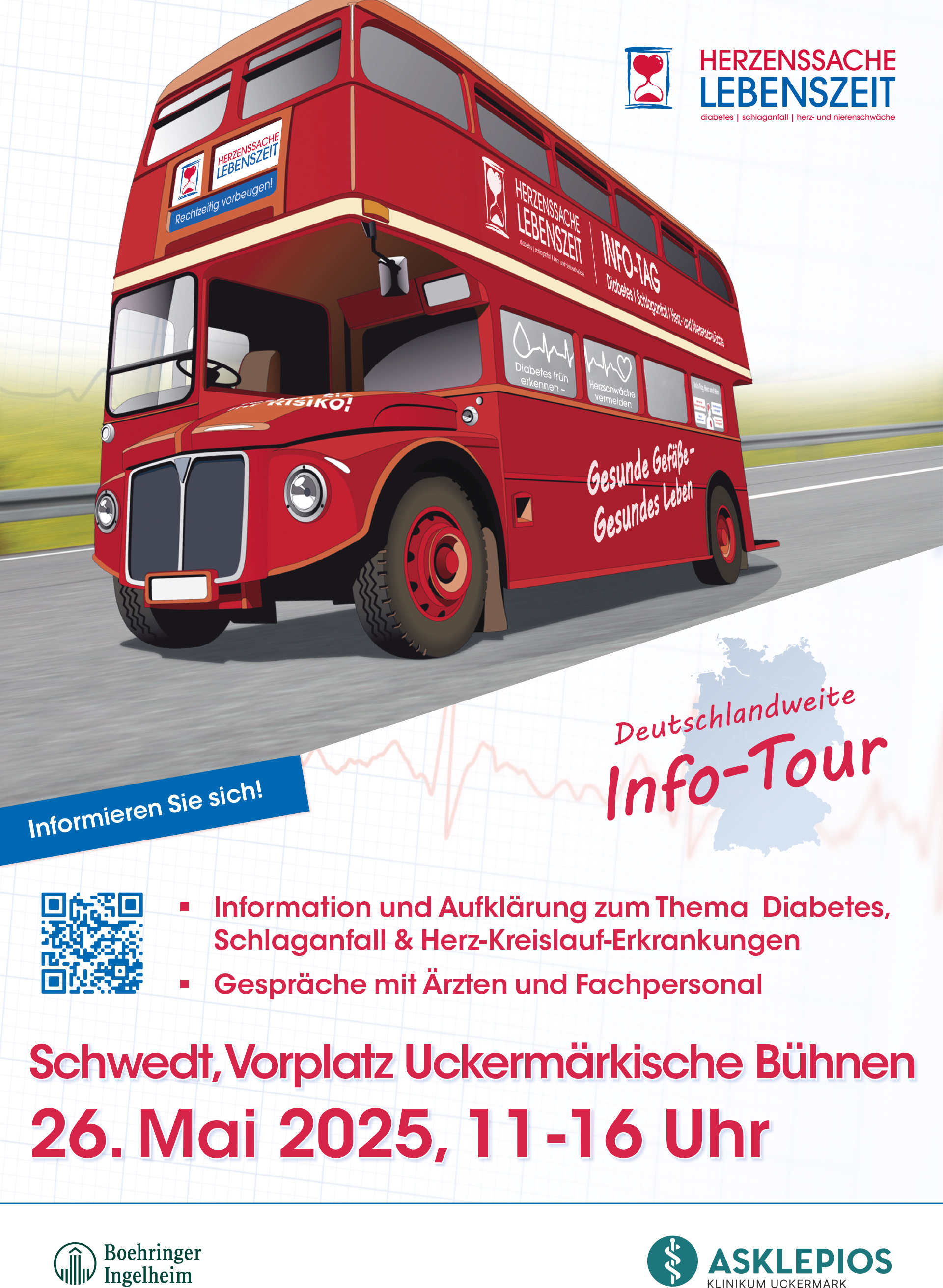 Das Plakat zeigt den roten Bus. Das Plakat zeigt den roten Bus.