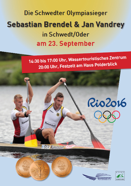 Plakat mit dem Foto der beiden Kanuten und den Terminen Plakat mit dem Foto der beiden Kanuten und den Terminen