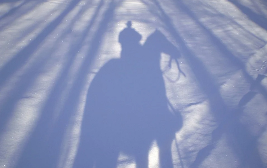 Foto: Schatten eines Reiters im Schnee Foto: Schatten eines Reiters im Schnee