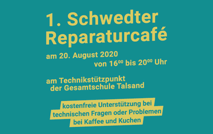 Grafik: 1. Schwedter Reparaturcafé am 20. August Grafik: 1. Schwedter Reparaturcafé am 20. August