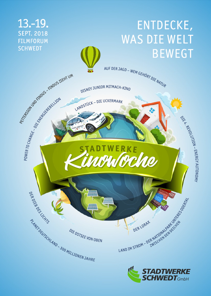 Abbildung blaues Plakat mit Weltkugel und Texten Abbildung blaues Plakat mit Weltkugel und Texten