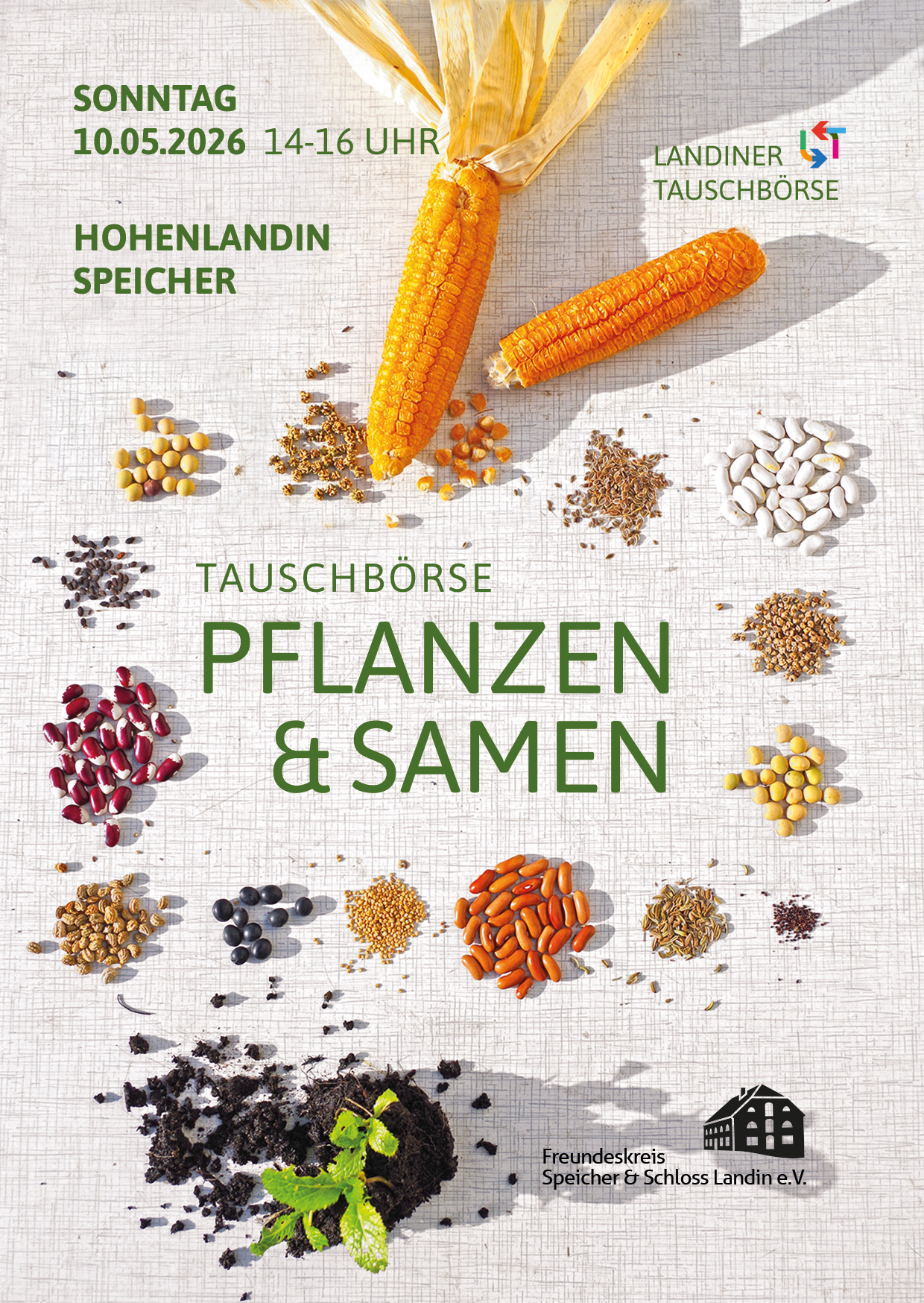 Plakat mit Text, Fotos verschiedener Samen und Pflanzen Plakat mit Text, Fotos verschiedener Samen und Pflanzen