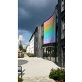 Foto vom 13. Juli 2018: dunkle Wolke über dem Regenbogenhaus