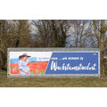 Foto von 27. März 2018: Neue Werbung an der Ortseingangsmauer
