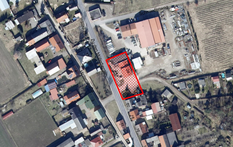 Luftbild mit roter Markierung Luftbild mit roter Markierung