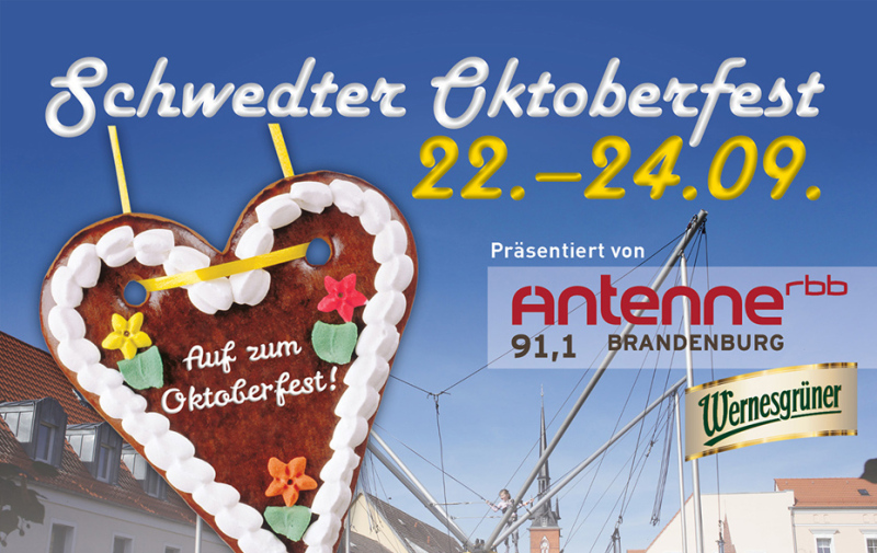 Plakat mit Lebkuchenherz vor Innenstadtsilhouette Plakat mit Lebkuchenherz vor Innenstadtsilhouette
