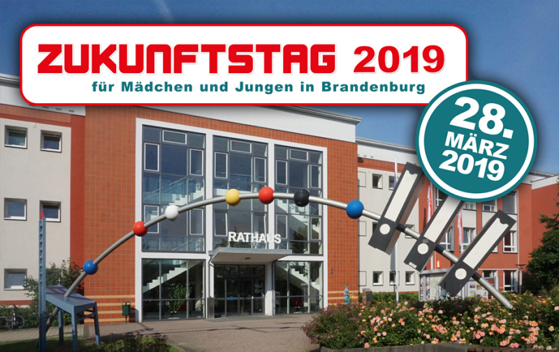 Foto: Rathaus mit Logo Zukunftstag 2019 Foto: Rathaus mit Logo Zukunftstag 2019