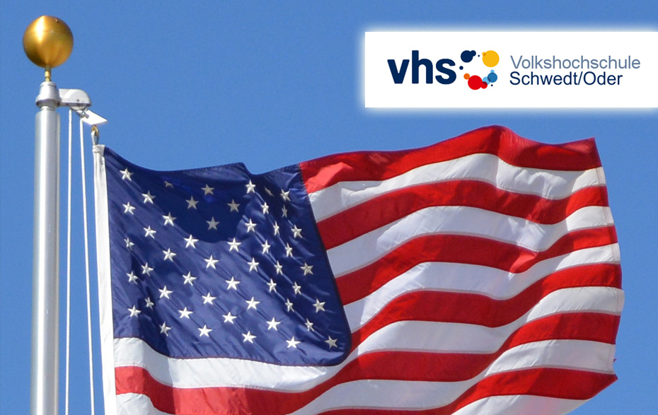 Foto: USA-Flagge und VHS-Logo Foto: USA-Flagge und VHS-Logo