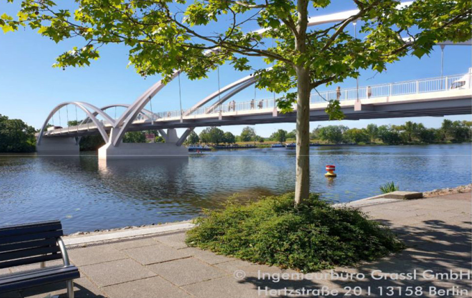 Entwurf der Brücke am geplanten Standort Entwurf der Brücke am geplanten Standort